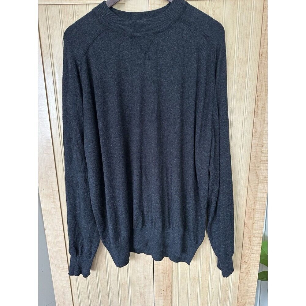 BORN Sweater Men's Gray Silk / Cashmere Blend Long‎ Sleeve Pullover Size XL EUC